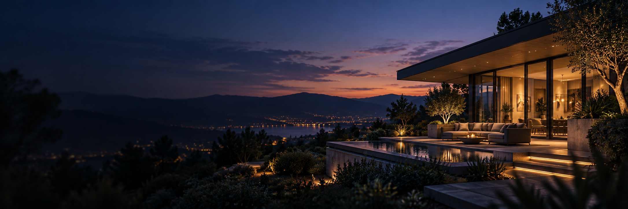 A beautifully connected HomingIQ home at dusk